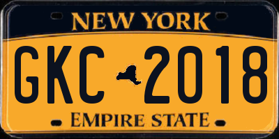 NY license plate GKC2018