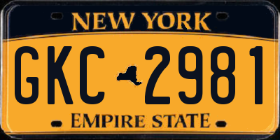 NY license plate GKC2981