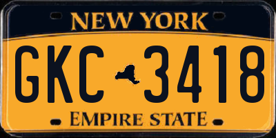 NY license plate GKC3418