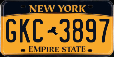 NY license plate GKC3897