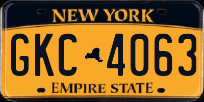 NY license plate GKC4063