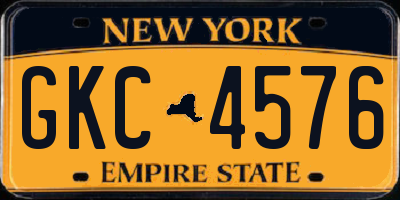 NY license plate GKC4576