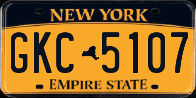 NY license plate GKC5107