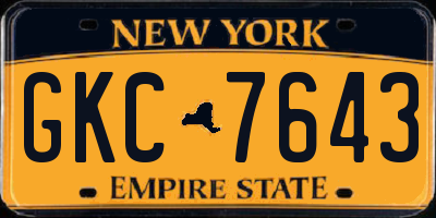 NY license plate GKC7643