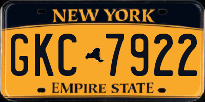 NY license plate GKC7922