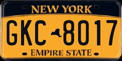 NY license plate GKC8017