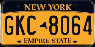 NY license plate GKC8064