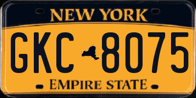 NY license plate GKC8075