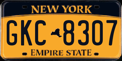 NY license plate GKC8307