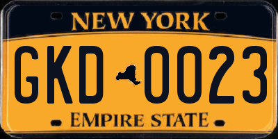NY license plate GKD0023