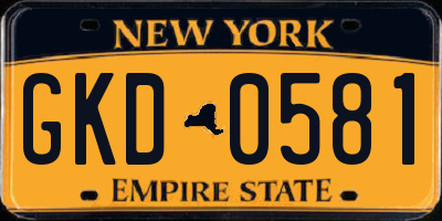 NY license plate GKD0581