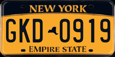 NY license plate GKD0919
