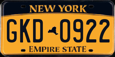 NY license plate GKD0922