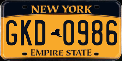 NY license plate GKD0986