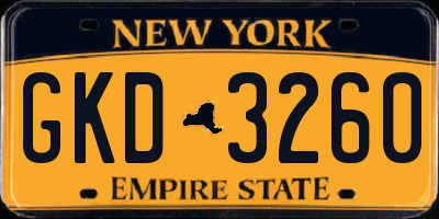 NY license plate GKD3260
