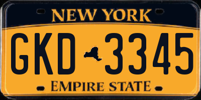 NY license plate GKD3345