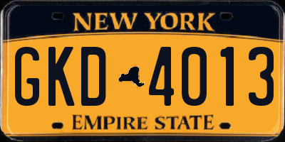 NY license plate GKD4013