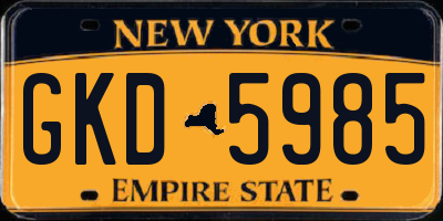 NY license plate GKD5985
