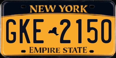 NY license plate GKE2150
