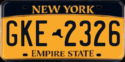 NY license plate GKE2326