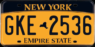 NY license plate GKE2536
