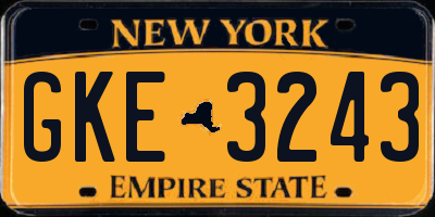 NY license plate GKE3243