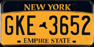 NY license plate GKE3652