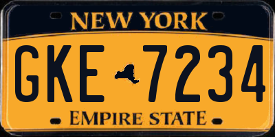 NY license plate GKE7234