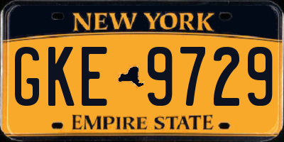 NY license plate GKE9729