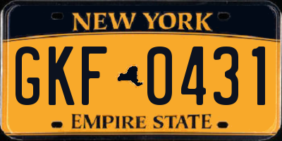 NY license plate GKF0431