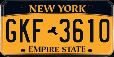 NY license plate GKF3610