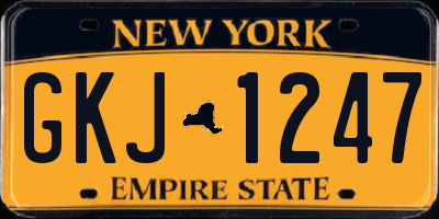 NY license plate GKJ1247
