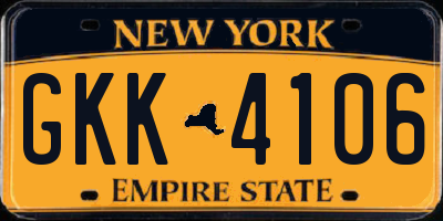 NY license plate GKK4106