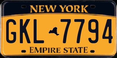 NY license plate GKL7794
