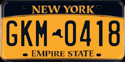 NY license plate GKM0418