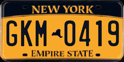 NY license plate GKM0419
