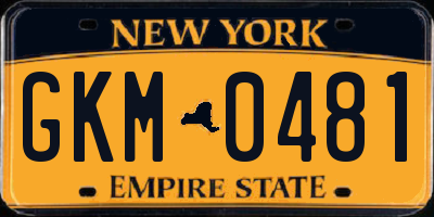 NY license plate GKM0481
