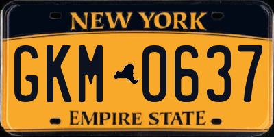 NY license plate GKM0637