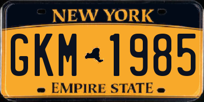 NY license plate GKM1985