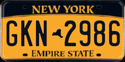 NY license plate GKN2986
