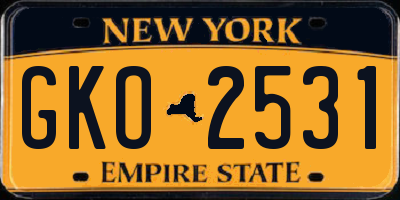 NY license plate GKO2531