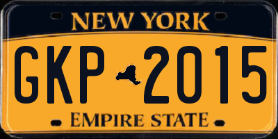 NY license plate GKP2015