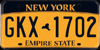 NY license plate GKX1702