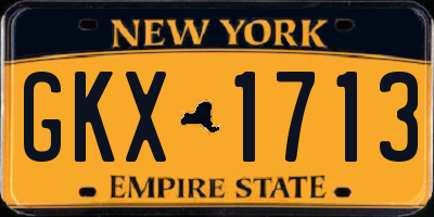 NY license plate GKX1713