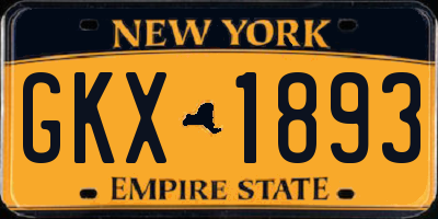 NY license plate GKX1893
