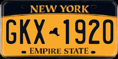 NY license plate GKX1920