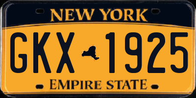 NY license plate GKX1925