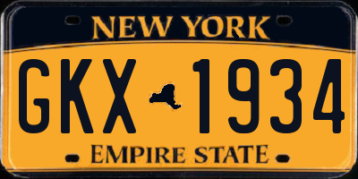 NY license plate GKX1934