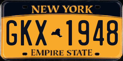 NY license plate GKX1948