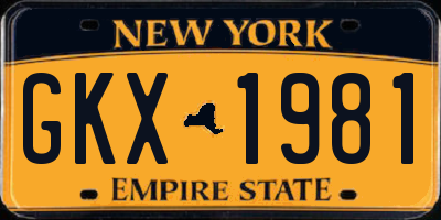 NY license plate GKX1981